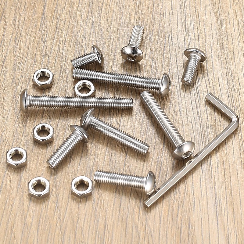 M5 Screws Set, 260 Pieces Rounded Head Hex Screws with