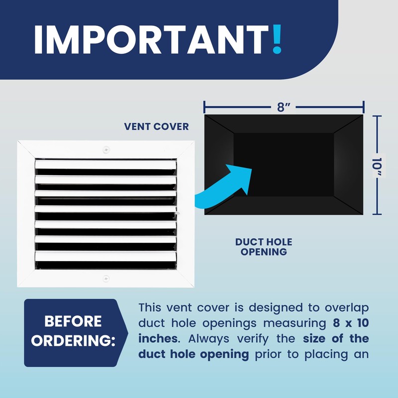 8x10 Inch (Duct Opening) Aluminum 1-Way Air Flow Vent –