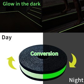 NWGW Glow in Dark Anti Slip Tape, 4" x50FT Heavy Duty Waterproof Safety Grip Tape for Stairs, Pool, Bathroom - Black & Glow Stripe Indoor/Outdoor Multi-Purpose Traction Tape