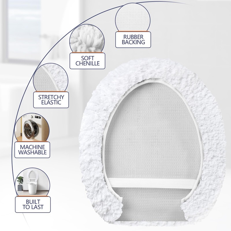 Baahrnom Microfiber Elongated Toilet Seat Cover 19.5"x 15" Machine Washable