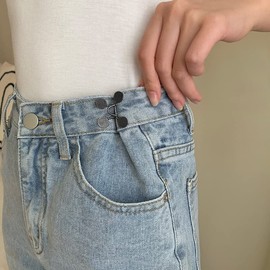 Qkari Jean Button Pins, Adjustable Jean Button, Detachable Jean Button Pin, No Sewing Required, Perfect Fit Instant Jean Button (Gun Color)