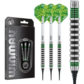WINMAU Darts Advance 500 Series Green 20g Barrel / 22g Full Weight Professional Tungsten Softip Dart Set with Flights and Shafts