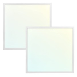 LUXRITE 2x2 FT LED Flat Panel Light, 5CCT Color Selectable 3000K 3500K 4000K 5000K 6500K, Wattage Selectable 20W/30W/40W, 5000 Lumens, LED Drop Ceiling Lights, 0-10V Dimmable, DLC & ETL (2 Pack)