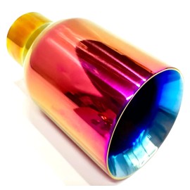 Gearhead Exhaust Tip GOLDEN PURPLE BLUE 2.25" IN 4" Out 7" Long Double Wall Angle Cut Tip
