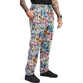 Men’s Graffiti Print Baggy Chef Pant (Medium)