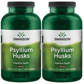Swanson Psyllium Husk Dietary Fiber Supplement 610 mg 300 Capsules - 2 Pack