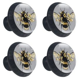Eslifey 4 Pack Cabinet Knobs Cute Fluffy Bumblebee Round Drawer Dresser Handles Pull with Screws for Cupboard Wardrobe Furniture Home Kitchen Office, 1.37x1.10x0.66 in/35x28x17mm
