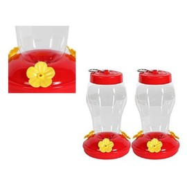 Garden Collection Hanging Hummingbird Feeder - 6.75 Inches - 2 Pack, Clear, Red