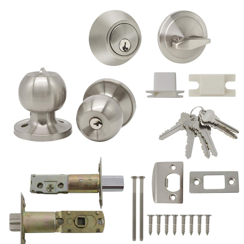 Gobrico 3 Pack Keyed Round Ball Entry Door Knob and