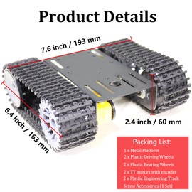 SmaringWing Professional Tank Car Chassis Kit with 2pcs Plastic Tracks & 2pcs TT Motor, TT02 Crawler Tank Chassis Platform for Arduino (Black)