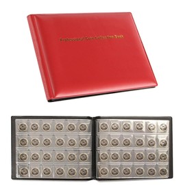 Plastific 240 Coin Album Penny Money Storage Book Case Folder Holder Collection Coin Collection Album Pockets Coin Storage Album Coin Holders for Coin Collectors (Red)