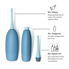 BIDOO The Universal, Portable Bidet (Aqua) with Cap and Travel Bag l Replaces Wet Wipes and Shower Toilet l Peri Bottle for Postpartum l Elder Care l New Moms l Pre and Post-Intimacy