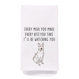 Yomisex Funny Kitchen Towels, Gifts for Dog Lovers, Every Meal You Make Every Bite You Take I'll Be Watching You - Mutts Kitchen Decor, 16x24 Waffle Weave Towel, Hand Tea Dish Towels