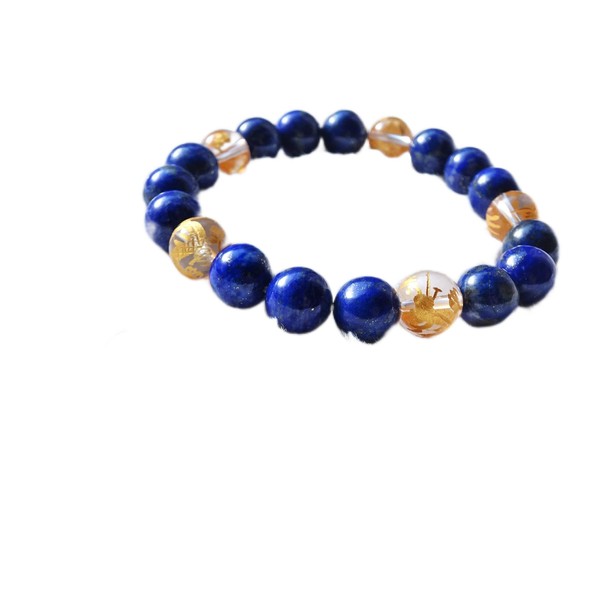 Kanoishi [Dragon God Bracelet, Good Fortune Rise, Good Luck Amulet!] Gold Dragon, Crystal, Lapis Lazuli, Men's, Women's, Natural Stone, 0.4 inches (10 mm) (For Purification, Sanded Stone) (Women's M, Approx. 6.3 inches (16 cm) (General Women))