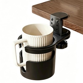 MINGTIANGH Drink Holder, Desk Cup, Clamp Type, 360 Degree Rotation Storage, 3 Levels of Adjustment, Cup Holder Stows Under Desk, Space Saving, Easy to Install, Holds Tables, Fits Drink Bottles, Coffee