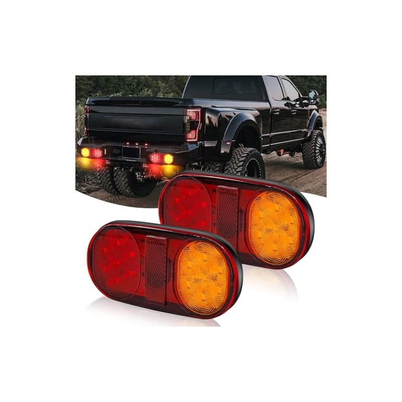 Aoling 2pcs 12V 14LED Red High Low Brake Small Yellow