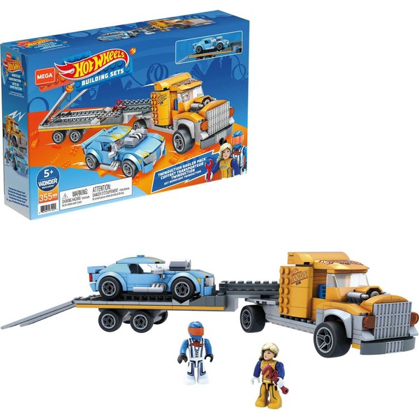 Mega Construx GYG66 Hot Wheels Transport Truck with Twinduction Vehicle and 2 Micro Figures, Toy for Children 5+ Years Old