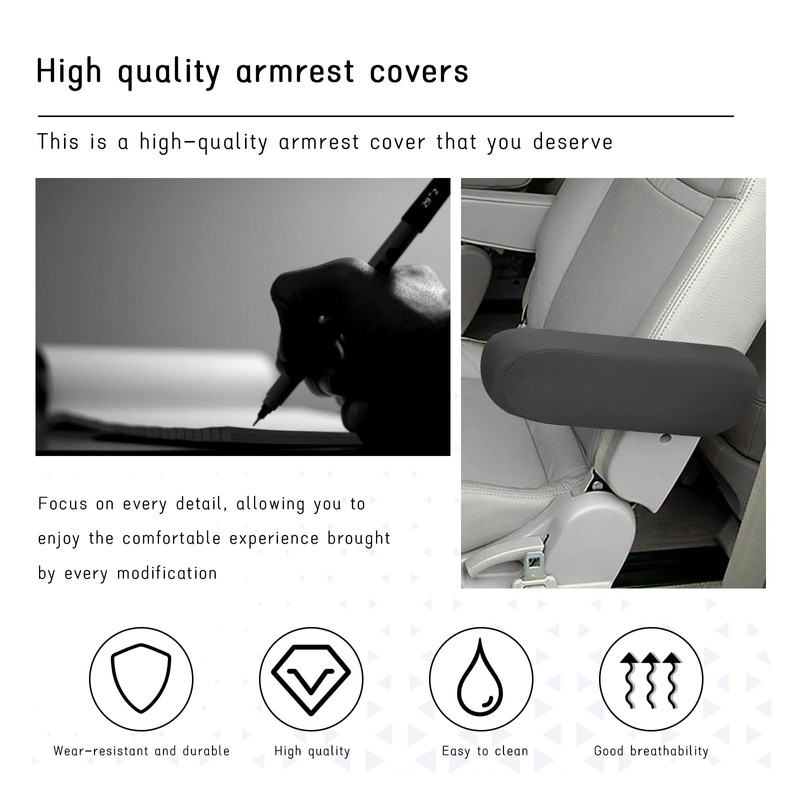 Augeny 2 PCS Car Front Seat Armrest Covers, Soft Elastic
