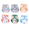 6pcs Baby Cloth Diaper Newborn Cute Pattern Waterproof Adjustable Breathable