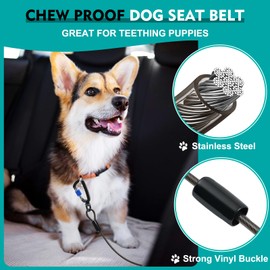 Libbipaw Chew Proof Dog Seat Belt for Car, 24 inch Black Dog Car Harness with Latch Bar Attachment and Aviation Aluminum Carabiner Up to 1000 lbs, Secure Dog Seatbelt Leash 2 Pack