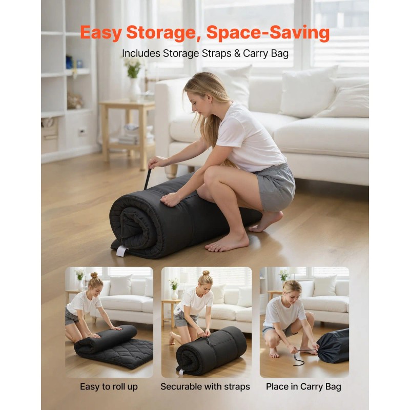 Japanese Tatami Mat Twin Size Foldable Futon Mattress with Fastener
