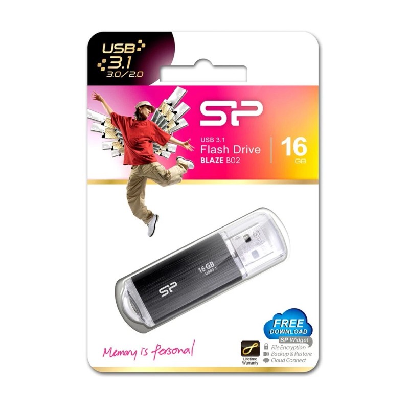 Silicon Power 16GB Blaze B02 USB3.1 Flash Drive SP016GBUF3B02V