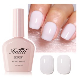 Imtiti Milky White Gel Nail Polish, Jelly White Translucent Nude French Color UV/LED Soak Off Gel Polish for DIY Nail Art Manicure and Pedicure at Home or Salon (0.34 Fl Oz)