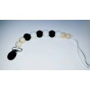 "Handmade" White and Black Pacifier Clip