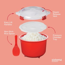 Sistema Microwave Rice Cooker and Steamer Bowl for Vegetables with Steam Rele...