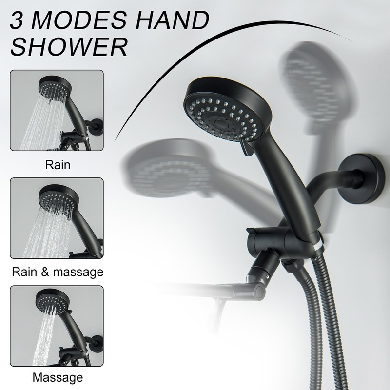 LIWEIKE 2 Handle Shower Faucet Matte Black Two Handles Shower