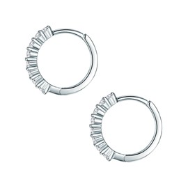 Rafaela Donata - Hoop Earrings - 925 Sterling Silver with Cubic Zirconia, Zirconia Earrings, Silver Jewelry, Sterling Silver Earrings, Zirconia Jewelry - 60837069