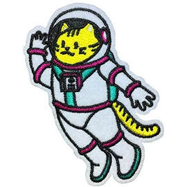 Papapatch Cute Astronaut Cat Cosmonaut Spaceman Journey Space Vest Jacket T-Shirt Sew on Iron on Embroidered Applique Badge Sign Patch (Iron-Astronaut-CAT)