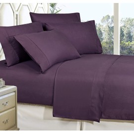CELINE LINEN Best, Softest, Coziest Bed Sheets Ever! 1800 Thread Count Egyptian Quality Wrinkle-Resistant 4-Piece Sheet Set with Deep Pockets 100% Hypoallergenic, Queen Purple