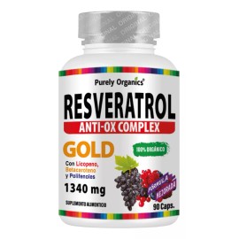 Purely Organics Resveratrol Anti-ox Complex Gold | 90 Caps | Antioxidante Sin sabor