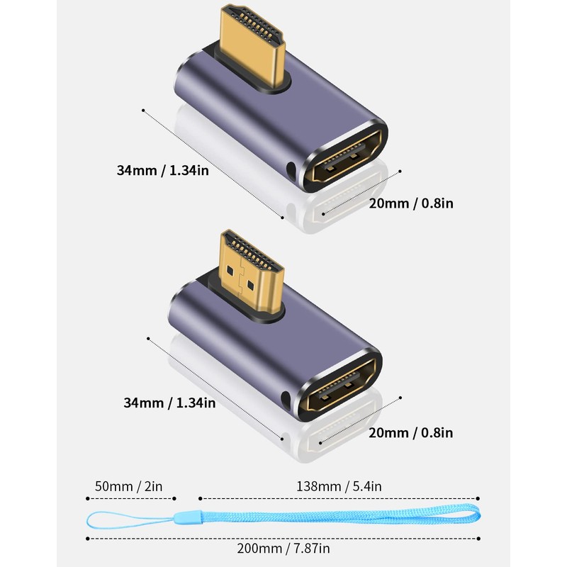 Duttek 8K 90 Degree HDMI Adapter, Left & Right Angle