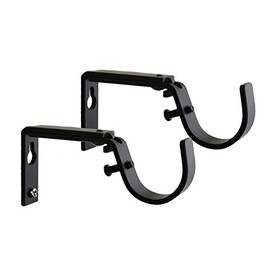MERIVILLE Set of 2 Black Curtain Drapery Rod Bracket for 1 1/4-Inch Rod, Adjustable