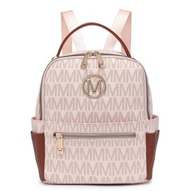 MKP Small Backpack Purse for Women ,Fashion Multi-Pocket Daypack with Front Zip Pocket, Work/Shopping/Travel Bags - Color: Light coffee-1