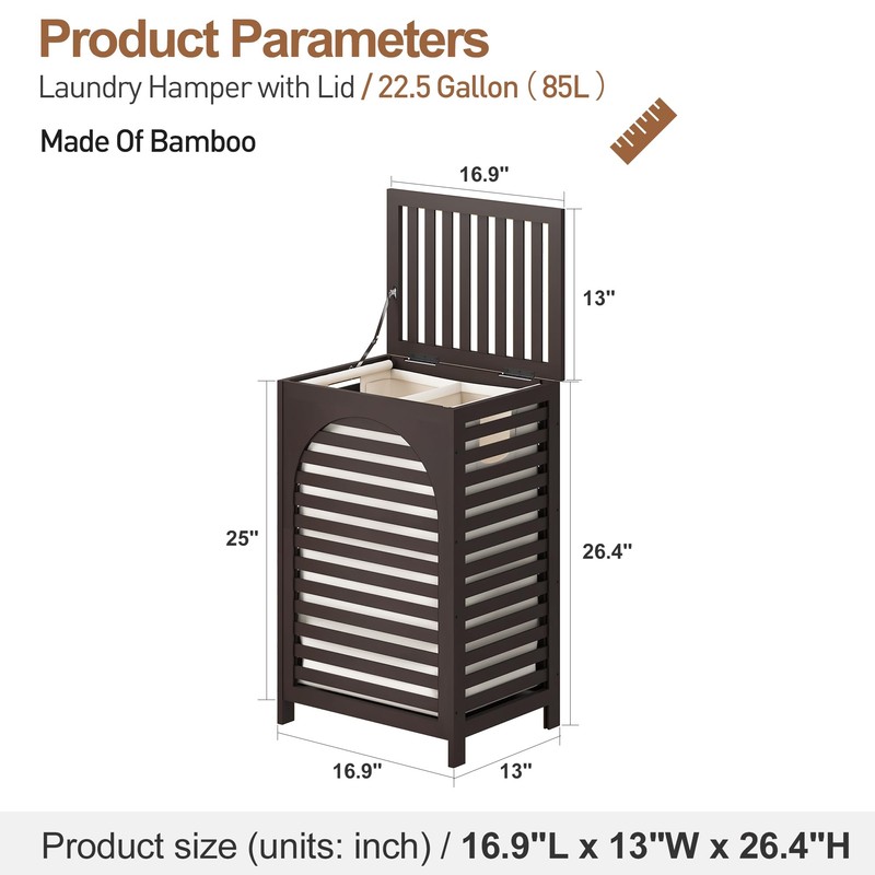 FILWH Laundry Hamper with Lid (16.9 * 13 * 26.5inches)
