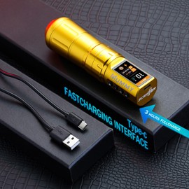 Mummy Scepter Tattoo Machine Pen with Adjustable 7 Strokes 2.4,2.7,3.0,3.3,3.6,3.9,4.2mm 1800mAh(Single Machine)