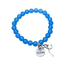Running Blue Beaded Charm Bracelet (Love To Run) Miss Fit Boutique