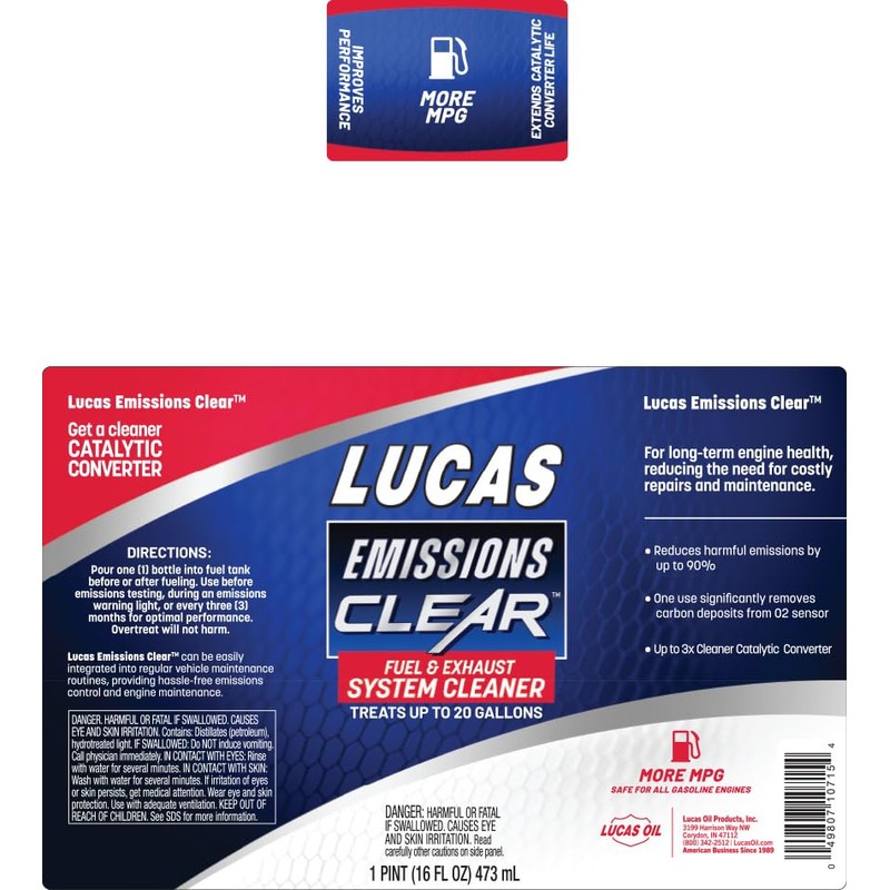 Lucas Oil 10715 Emissions Clear, 16 Ounces (Pack of 1)