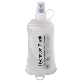 SYLVASS Soft Flask，Running Water Bottle,250ml TPU Foldable Running Hydration Flask for Hiking, Biking and Mountaineering-White