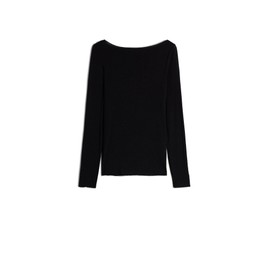 Intimissimi Woman's Boat Neck Modal Cashmere Ultralight Top in Black, Size S