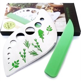 Herb Stripper Tool Leaf Stripper 9 Holes Herb Zip Tool Herb Chopper 2 in 1 Kitchen Gadgets for Kale Thyme Rosemary Basil
