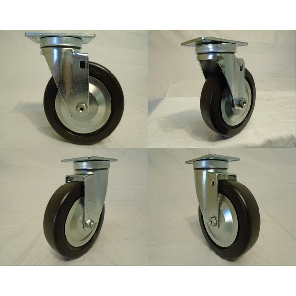 5" X 1-1/4" Swivel Casters with Hard Rubber Wheel (4)