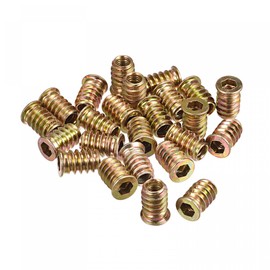 uxcell M6x17mm Threaded Inserts for Wood Hex Socket Drive Furniture Screw-in Nut 24pcs