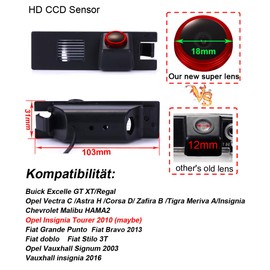 1280 x 720 Pixels Car Reversing Camera Parking Aid Colour Camera Waterproof for Opel Astra H Corsa D Vectra C Tigra Meriva A Regal Buick Zafira B Fiat Grande Doblo Insignia Vauxhall