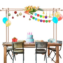 Wooden Table Rod Stand with Clamps Adjustable Over the Table Rod Stand 10-45" Tall 15-74" Length 2 Pack Wedding Arch Frame Party Decorations Anniversary Wedding Birthday Christmas