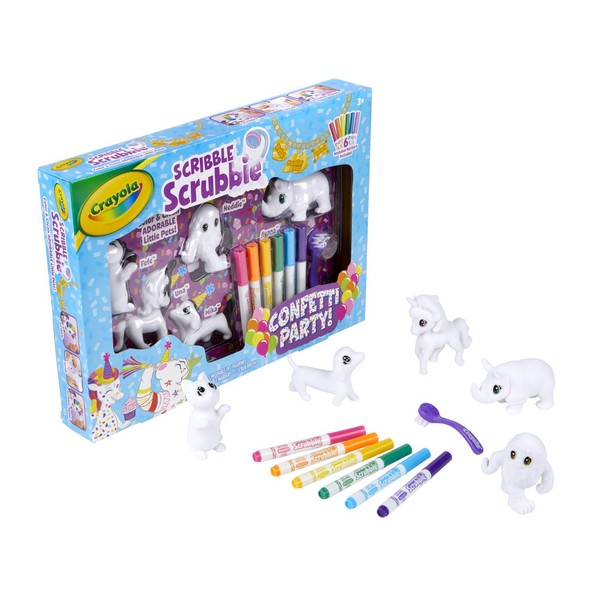 Crayola Scribble Scrubbie Toy Pet Playset, Confetti Party Pack, Coloring Toy for Kids, Gift for Ages 3, 4, 5, 6, 7