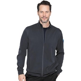 Med Couture Men's Warm-Up Jacket with 3 Pockets, Zip Front Closure and 2-Way Stretch Fabric - MC7678, L, Pewter